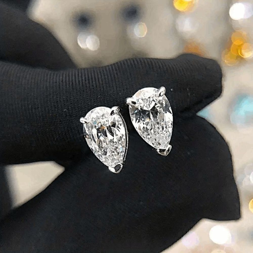 Diamond Teardrop White Gold Stud Earrings
